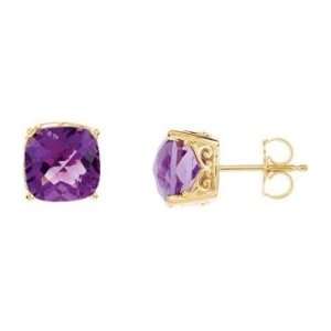  Amethyst with Gold Post Earrings Italy Jewelry