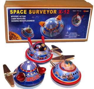 Flying Saucer Windup Tin Toy Set Space Ship  