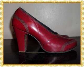 Vintage 30s Red Cross Deco Shoes Hi Heels Baby Doll RED  