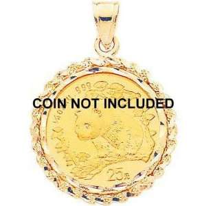    14K Yellow Gold Bezel for 1/4oz Chinese Panda Coin New Jewelry