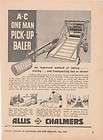   1949 ALLIS CHALMERS AC ONE MAN PICK UP BALER TRACTORS Advertisement
