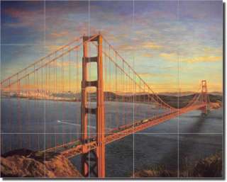 Kuczer Golden Gate Bridge Art Ceramic Tile Mural  