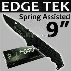   TEK Spring Assisted Knife Black Tactical Pocket Knives Stainless PK79
