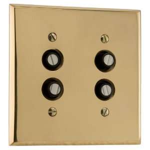 Solid Brass Double Push Button Plate   Polished & Lacquered Brass