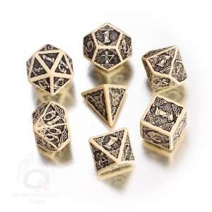   Polyhedral 7 Die Set Celtic 3D BIEGE & Black Dice Set Toys & Games