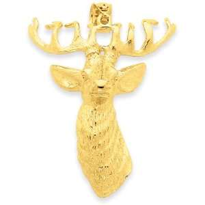  14k 3 D Deer Head with Antlers Pendant Jewelry