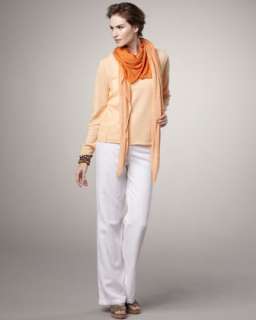 Knit Boxy Top, Organic Cotton Cami, Lightweight Scarf & Linen Trousers 