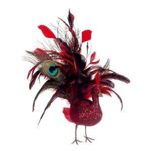   Vibrant Red Fancy Tail Bird Christmas Ornament