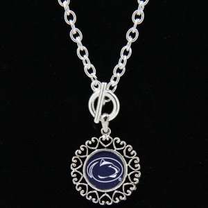Penn State Nittany Lions Round Heart Art Nouveau Style Toggle Necklace