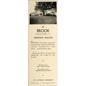 1934 Ad Brook Resort Saratoga Springs Music Bob Grant   Original Print 
