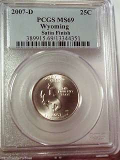 2007 D Wyoming State Quarter PCGS MS69  Satin Finish  