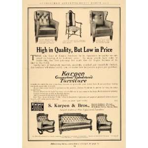  1912 Ad Karpen Upholstered Furniture English Chair Sofa 