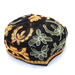 Black Bucharian Embroidered Cotton Jewish Kippah 