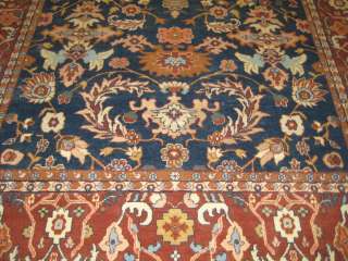   Blue & Rust Hand Knotted Plush Wool Indo Persian Oriental Rug NEW