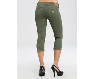 NWT GUESS Lulu Skinny Capris Cropped Pants Jeans Zipper Back 26,27,28 