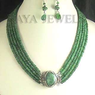 THIS IS NATURAL EMERALD BEADS NECKLACE WITH STERLING SILVER CLASP