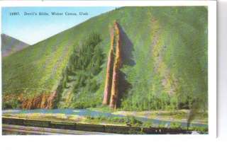 Devils Slide Weber Canon Utah train vintage postcard  
