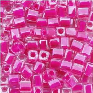   Cube Beads Fuchsia Lined Crystal #209 10 Grams Arts, Crafts & Sewing