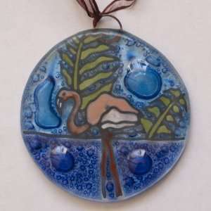 Fused Glass Ornament Handcrafted Fair Trade Pink Flamingo 