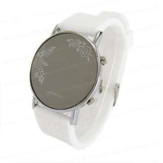 Popular White Silicone LED Flower Sports Watch DM522W  