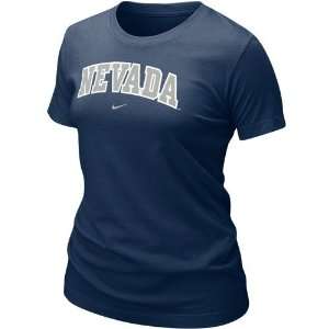  Nike Nevada Wolf Pack Ladies Navy Blue Arch T shirt 