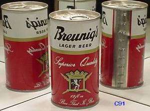 BREUNIGS BEER S/S CAN WALTER EAU CLAIRE 54701 WI C91bo  