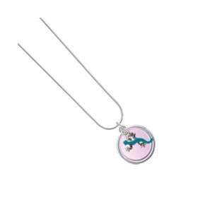   Light Purple Pearl Acrylic Pendant Snake Chain Charm Necklace Jewelry