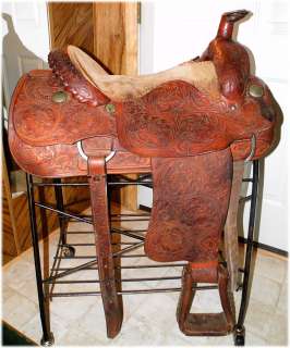   Western Roping Saddle, Vintage, Fully Tooled, Greenville, Texas  
