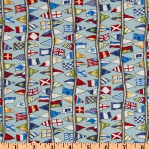   Nautical Bunting Stripe Blue Fabric By The Yard Arts, Crafts & Sewing