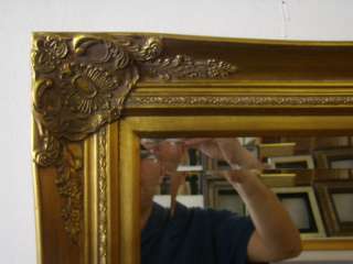Ornate Gold Framed Wall/Mantle Beveled Mirror 31x43  