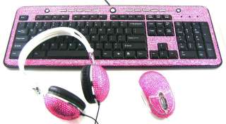 brand new limited edition pink crystal rhinestone keyboard mouse dj 