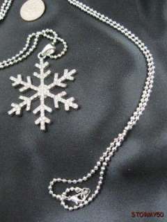 Large Rhinestone Snowflake Pendant Necklace Gorgeous  