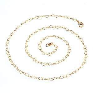 N10 necklace 18k yellow gold filled heart 3mm chain 50cm GF new 18ct 