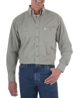   George Strait Olive Printed Poplin Long Sleeve Shirt MGS421M  