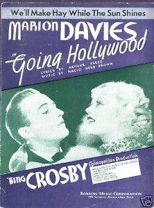 1933 MARION DAVIES BING CROSBY MOVIE SHEET MUSIC  