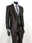 Men Slim Fit 1btn Notch Suit su079 Shiny Brown US37R  