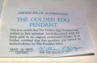 Franklin Mint *The Golden Egg Pendant* 1979 New/Box 24K  