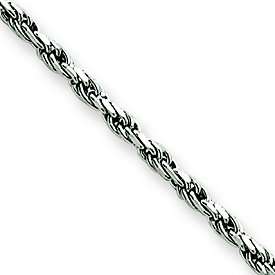 New 10k White Gold 1.2mm Rope 7 Chain Bracelet  
