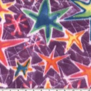  66 Wide Nordic Fleece Fabric Psychedelic Stars Purple By 