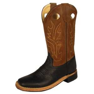 NIB OLD WEST Youth Square Toe Boot #1810 Black/Tan  