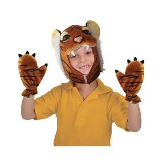 Tiger Cap and Paw Costume Set One Size fits Most Plush Hood and 