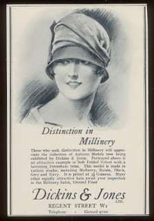 1926 Dickins flapper girl womens hat vintage UK ad  