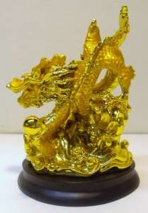 Gold Golden FENG SHUI Oriental Chinese Lucky New Year Dragon 