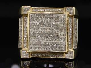25C MENS YELLOW GOLD PAVE DIAMOND SQUARE PINKY RING  