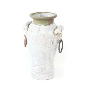 Pack of 2 Garden Getaway Weathered Crackled Ceramic Decorative Vases 