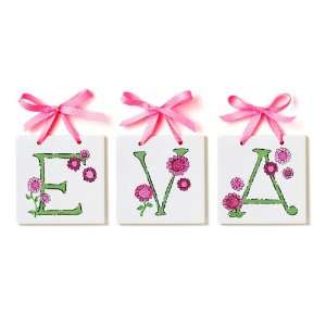    Personalized Name Tiles   Polka Dot Flowers