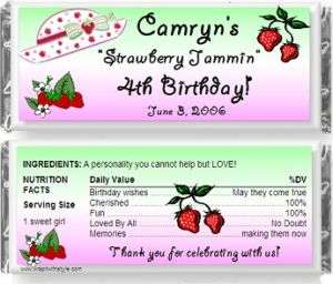 Strawberry Shortcake birthday favor candy bar wrappers  