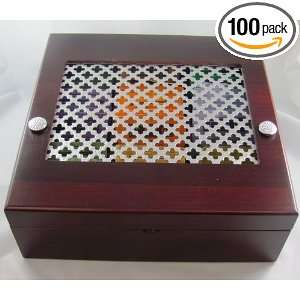Hinged, Cherry Finished Wooden Sampler Tea Chest FLAVORS Wild Sweet 