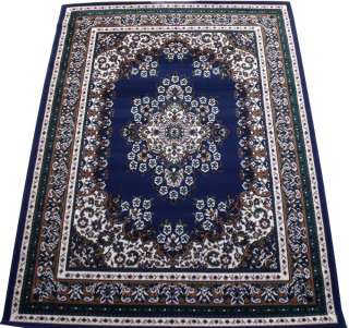 Floral Oriental Woven 4x6 Area Rug Navy Blue & White  