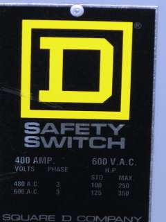 Square D H365 Heavy Duty Safety Switch 400 AMPS  